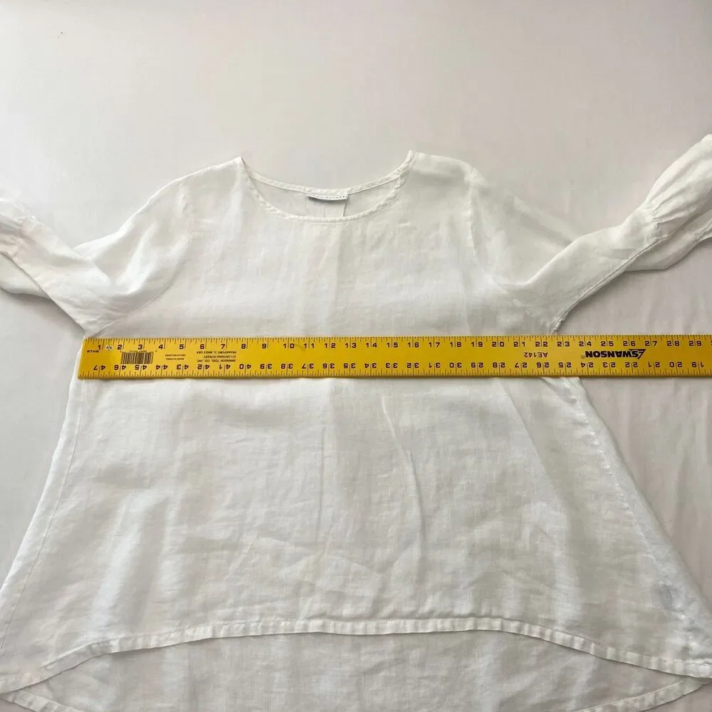 Bryn Walker Linen Top Bell Sleeves Womens Large White Lagenlook Cottage Coastal - Picture 9 of 11